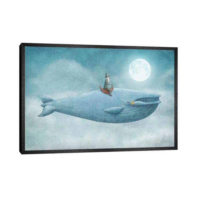 Whale Rider by Eric Fan - Print East Urban Home Overall Size: 101.6cm H x 152.4cm W x 3.81cm D, Format: Black Floater Framed Canvas on Productcaster.