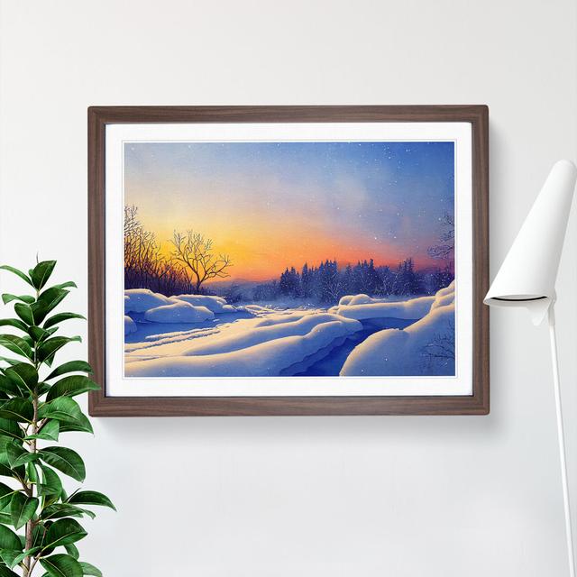 XH1022-10236X Winter Landscape Sunset Vol.2 - Single Picture Frame Print Marlow Home Co. Format: Walnut Framed, Size: 34cm H x 46cm W x 2cm D on Productcaster.