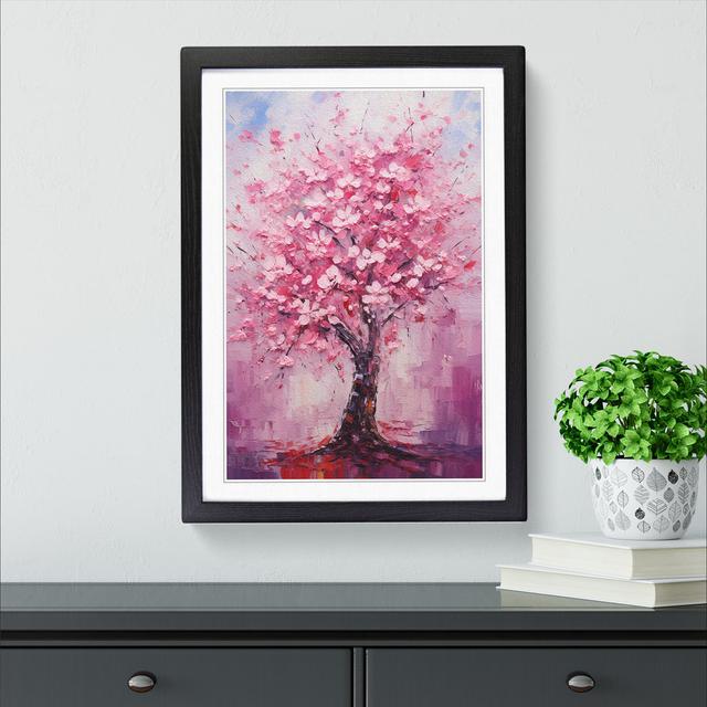 Cherry Blossom Tree Expressionism No.3 - Single Picture Frame Art Prints on Wood Marlow Home Co. Format: Black Framed, Size: 34cm H x 25cm W x 2cm D on Productcaster.