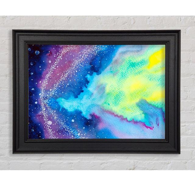 Space In Watercolour Framed Print Ivy Bronx Size: 84.1cm H x 142.2cm W x 8cm D on Productcaster.