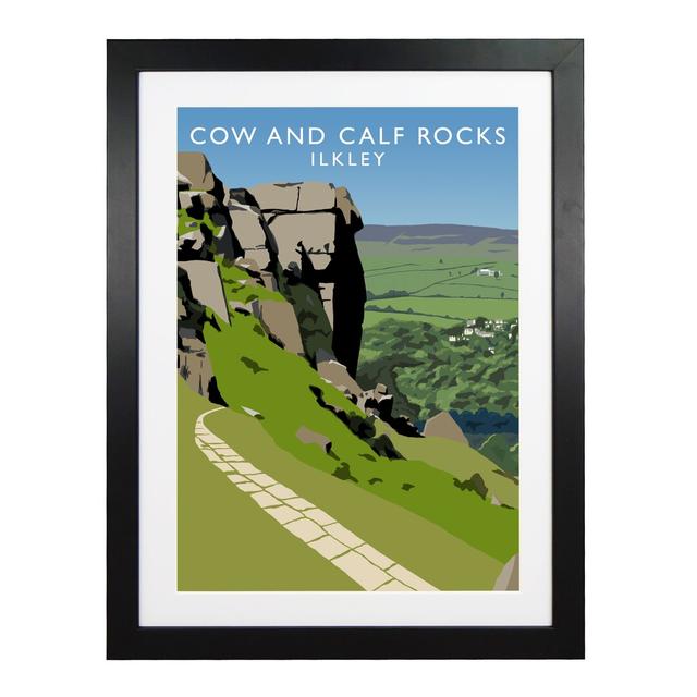 Cow and Calf Rocks by Richard O'Neil - Graphic Art Print on Paper East Urban Home Size: 54 cm H x 44 cm W x 2.2 cm D, Format: Black Wood Frame on Productcaster.