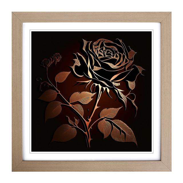 Rose Silhouette No.3 - Single Picture Frame Print on Wood Marlow Home Co. Frame Colour: Oak on Productcaster.