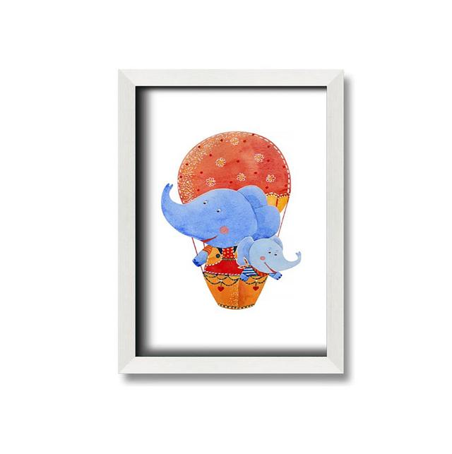 Elephant Balloon Ride - Single Picture Frame Painting on Canvas Isabelle & Max Format: White Framed Paper, Size: 84cm H x 60cm W x 1.5cm D on Productcaster.