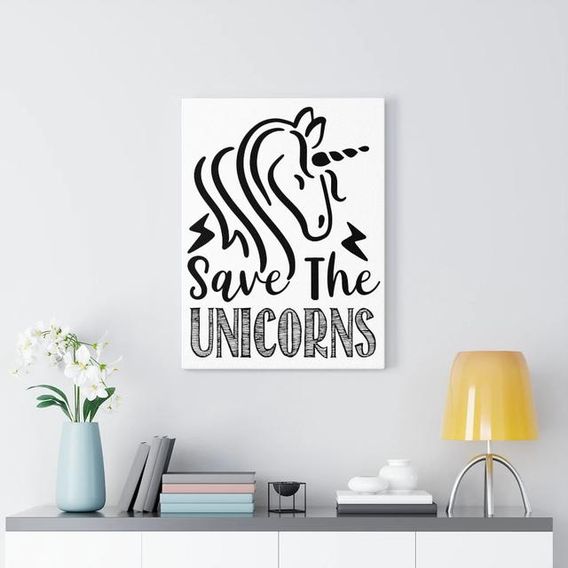 Save The Unicorns - Wrapped Canvas Print Blue Elephant Size: 76cm H x 61cm W on Productcaster.