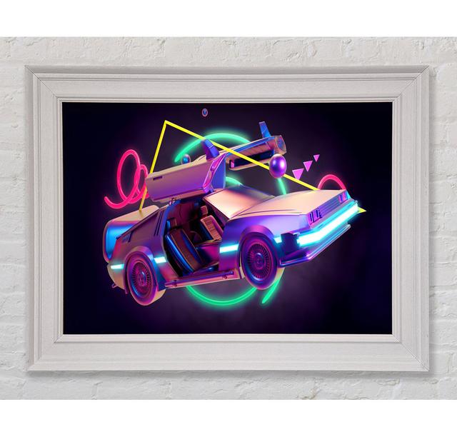 Delorean Car Neon - Single Picture Frame Art Prints Ebern Designs Size: 21cm H x 42cm W x 8cm D on Productcaster.