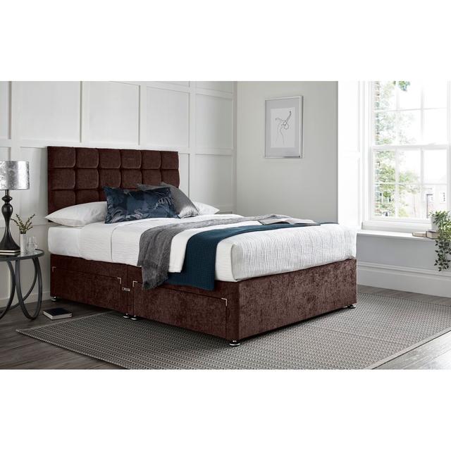 Wattenberg Divan Bed with 24" Headboard on Struts Wayfair Sleep Size: Small Double (4'), Colour: Brown, Storage Type: 2 Side Drawers on Productcaster.