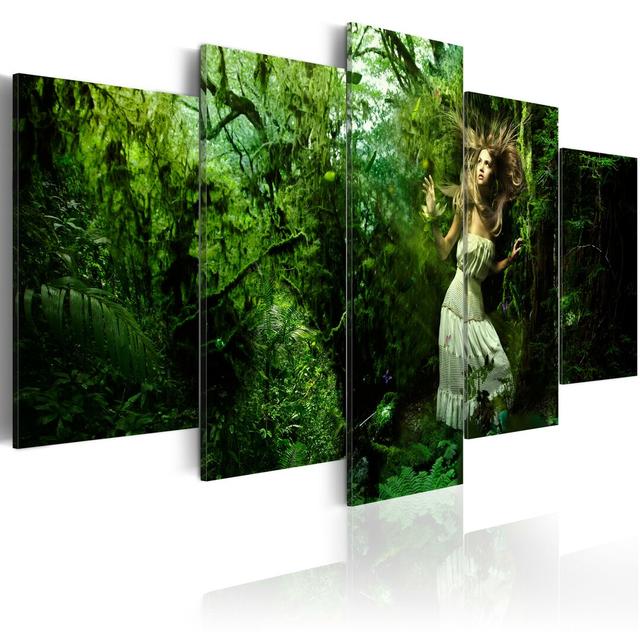 'Lost in Greenery' Graphic Art Print Multi-Piece Image on Canvas East Urban Home Size: 100cm H x 200cm W on Productcaster.