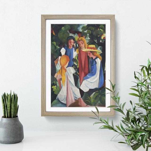 Four Girls by August Macke - Picture Frame Painting East Urban Home Size: 48cm H x 36cm W x 2cm D, Frame Option: Oak Framed on Productcaster.