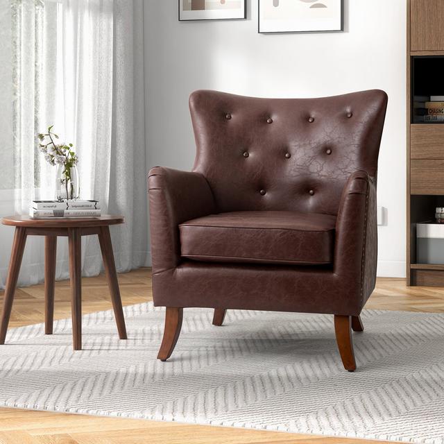 75 Wide Tufted ClassicLiving Upholstery Colour: Brown on Productcaster.