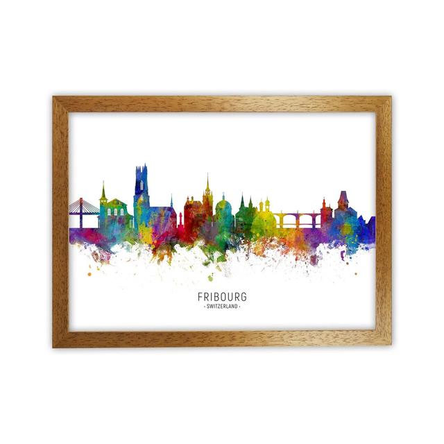 Fribourg Switzerland Skyline by Michael Tompsett - Print Latitude Run Format: Brown Framed, Size: 25cm H x 34cm W x 3cm D on Productcaster.