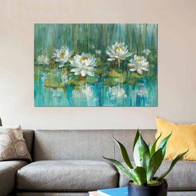 Water Lily Pond by Danhui Nai - Art Print on Canvas East Urban Home Size: 66.04cm H x 101.6cm W x 3.81cm D, Frame Option: No Frame on Productcaster.