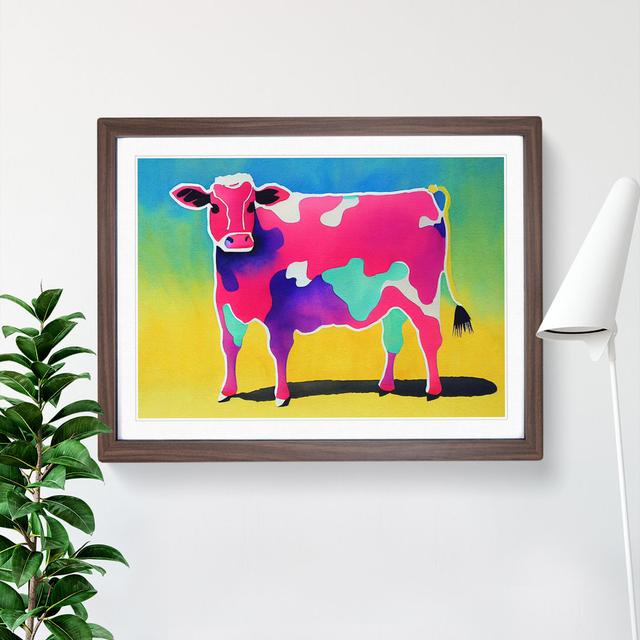 Colourful Cow Vol.1 Abstract - Single Picture Frame Print Brambly Cottage Frame Colour: Walnut, Size: 25cm H x 34cm W x 2cm D on Productcaster.