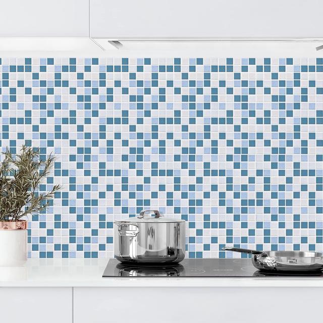 Addien Mosaic 60 x 150cm PVC Tile Ebern Designs Colour: Blue/White on Productcaster.