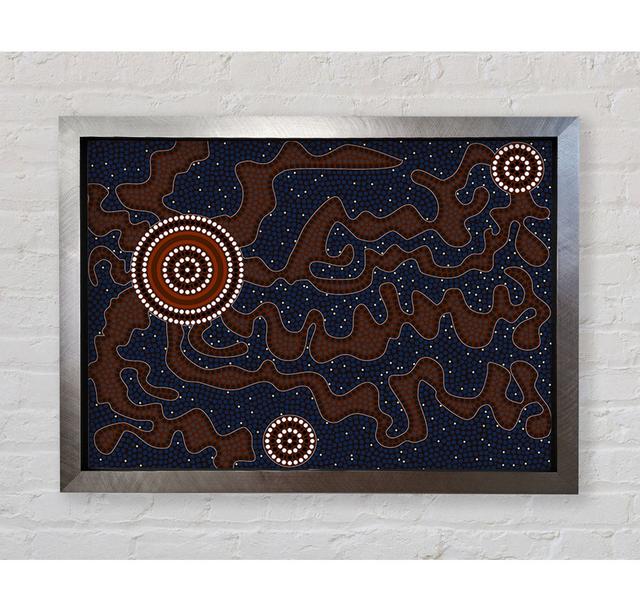 Aboriginal Pattern 3 Framed Print Bloomsbury Market Format: Ventura Silver Framed Paper, Size: 59.7cm H x 84.1cm W x 3.4cm D on Productcaster.