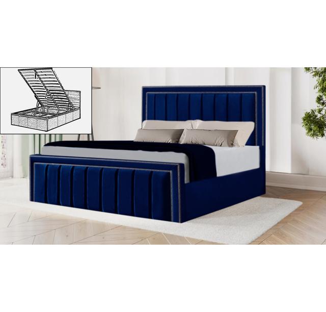 Luciana Storage Bed Brayden Studio Colour: Blue, Size: Single (3') on Productcaster.