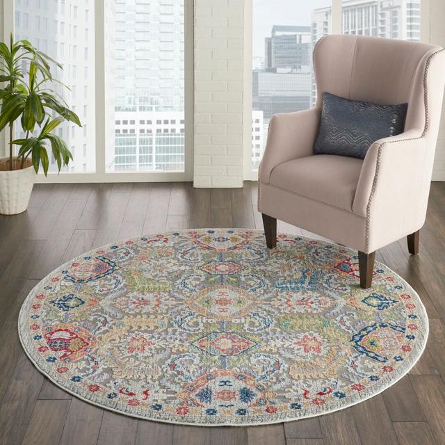 Hitton Blue/Red/Yellow Rug World Menagerie Rug Size: Round 183 x 183cm on Productcaster.