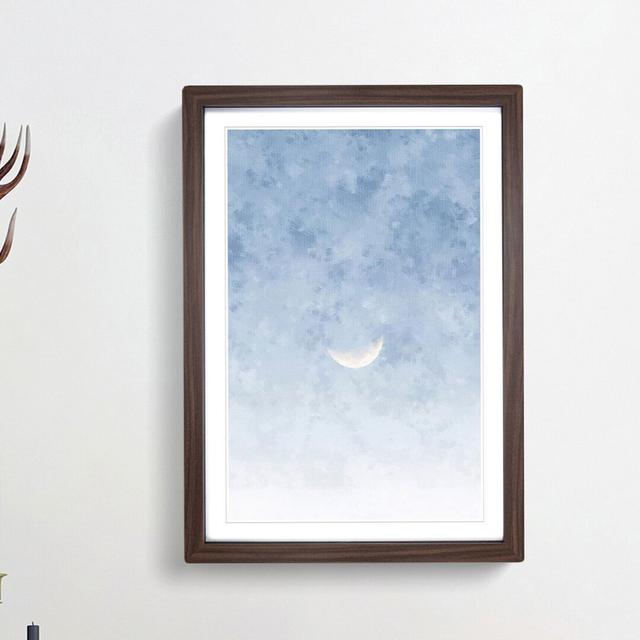 Crescent Moon in a Blue Sky - Picture Frame Painting Print East Urban Home Size: 33cm H x 24cm W x 2cm D, Frame Option: Walnut Framed on Productcaster.