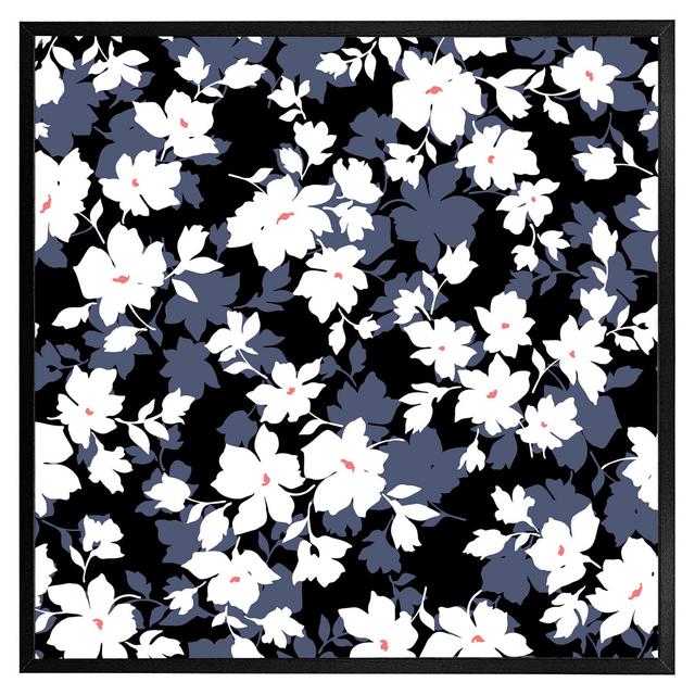 Edroy White, Black & Purple Flowers - Single Picture Frame Print Latitude Run Frame Colour: Black Framed, Size: 76cm H x 76cm W x 4cm D on Productcaster.