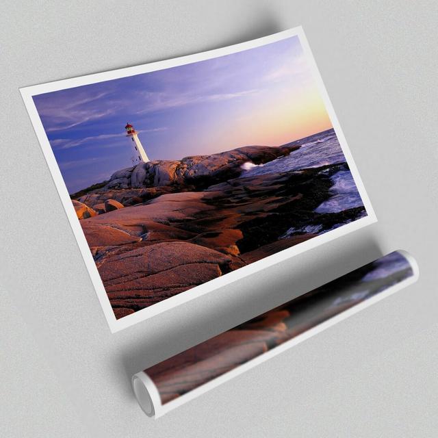 Peggys Point Lighthouse Peggys Cove Nova Scotia Seascape Print Poster - Graphic Art Print on Paper East Urban Home Size: 100 cm H x 141.4 cm W on Productcaster.