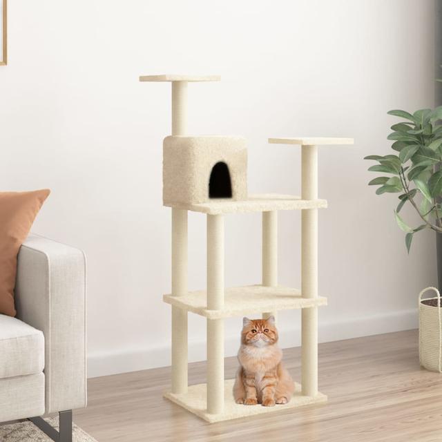 Starnes Cat Tree with Sisal Scratching Posts 118.5 cm Archie & Oscar Colour: Cream on Productcaster.