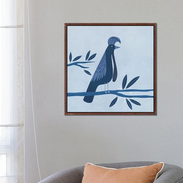 Umbrellabird by Nic Squirrell - Print on Canvas Ebern Designs Format: Classic Brown Wood Framed, Size: 66.04cm H x 66.04cm W x 3.81cm D on Productcaster.