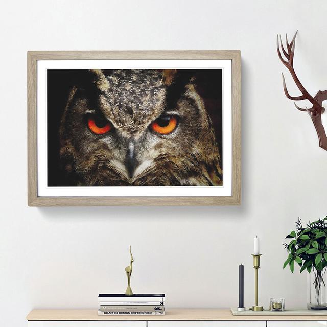 Great Horned Owl - Picture Frame Graphic Art Print East Urban Home Size: 62cm H x 87cm W x 2cm D, Frame Option: Oak Framed on Productcaster.