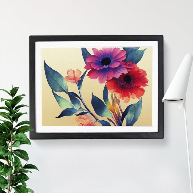 Showstopping Watercolour Flowers - Single Picture Frame Print ClassicLiving Frame Colour: Black Framed, Size: 25cm H x 34cm W x 2cm D on Productcaster.