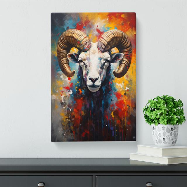 Ram Sheep Expressionism No.3 - No Frame Print Brambly Cottage Size: 76cm H x 50cm W x 3cm D on Productcaster.