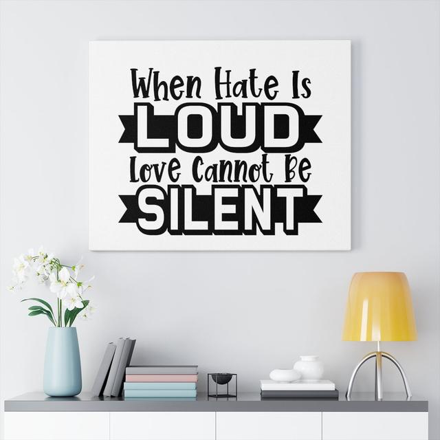 Love Cannot Be Silent - Wrapped Canvas Typography Blue Elephant Size: 28cm H x 36cm W on Productcaster.