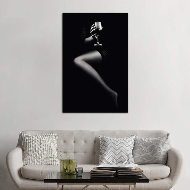 Woman Holding Red Wine by Johan Swanepoel - Wrapped Canvas Print Latitude Run Size: 152.4cm H x 101.6cm W x 3.81cm D on Productcaster.