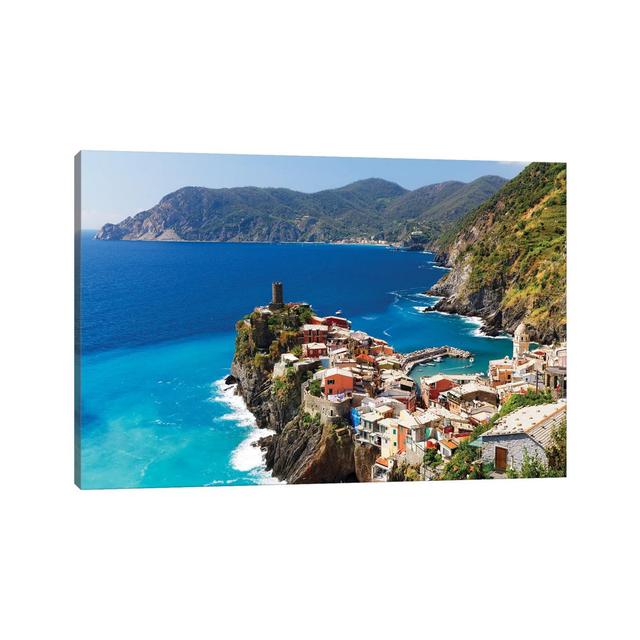 Coastal Town on a Cliff, Vernazza, Cinque Terre, Liguria, Italy by George Oze - Wrapped Canvas Photograph House of Hampton Size: 30.48cm H x 45.72cm W on Productcaster.