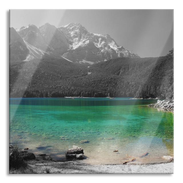 Glasbild Eibsee vor der Zugspitze Alpen Home Größe: 40 cm H x 40 cm B x 0,4 cm T on Productcaster.