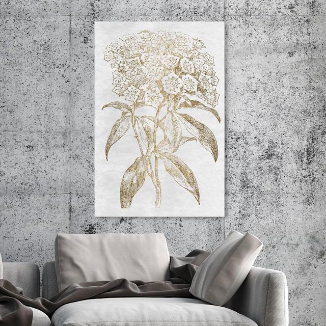 Floral Sketch Gold - Wrapped Canvas Print East Urban Home Size: 38.1 cm H x 25.4 cm W on Productcaster.