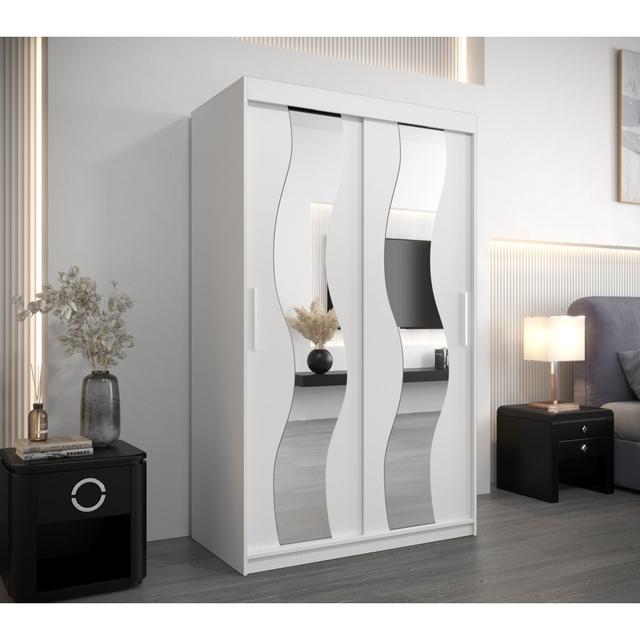 Aanayah 2 Door Solid + Manufactured Wood Wardrobe Latitude Run Finish: White Matt on Productcaster.