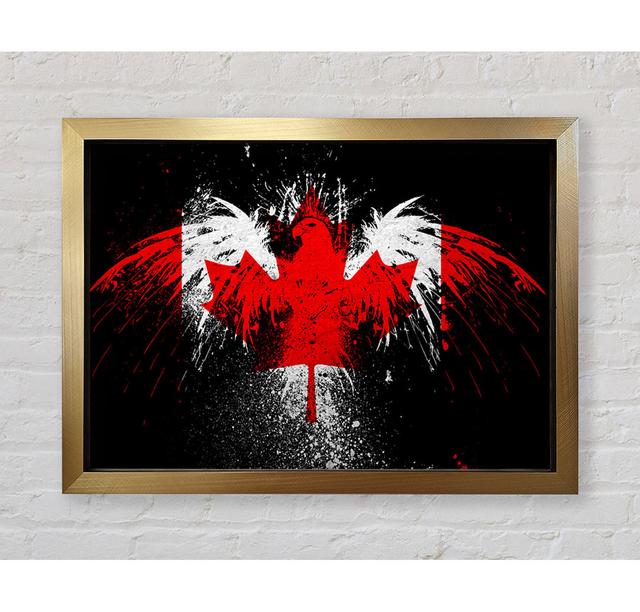 Gerahmtes Leinwandbild Canadian Eagle Flag Happy Larry Format: Poster mit goldenem Rahmen, Größe: 84,1 cm H x 118,9 cm B x 3,4 cm T on Productcaster.