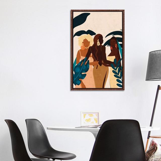 Sisters by Reyna Noriega - Graphic Art Print on Canvas 17 Stories Frame Option: Brown Framed, Size: 101.6cm H x 66.04cm W x 3.81cm D on Productcaster.