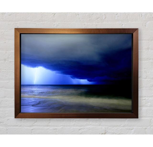 Blue Lightning Seas Framed Print House of Hampton Size: 59.7cm H x 84.1cm W x 3.4cm D on Productcaster.