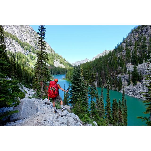 Man Hiker by Lake. by Marina_Poushkina - Wrapped Canvas Photograph Alpen Home Size: 30cm H x 46cm W on Productcaster.