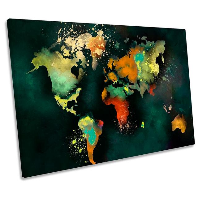 Map World Dark CANVAS WALL ARTWORK Print Art Williston Forge Size: 81.3cm H x 121.9cm W x 4cm D on Productcaster.