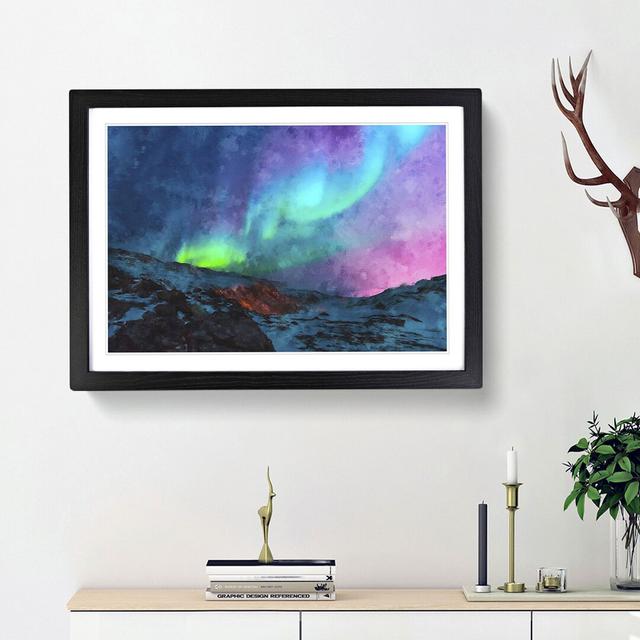 The Northern Lights Aurora Borealis - Picture Frame Painting Print East Urban Home Frame Option: Black Framed, Size: 45cm H x 63cm W x 2cm D on Productcaster.