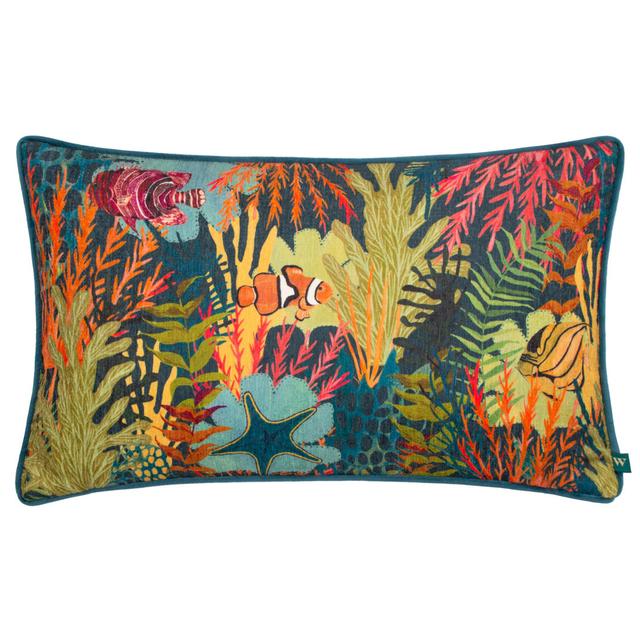 Deethya Abyss Coral Teal Rectangular Throw Cushion Covers Rosalind Wheeler on Productcaster.