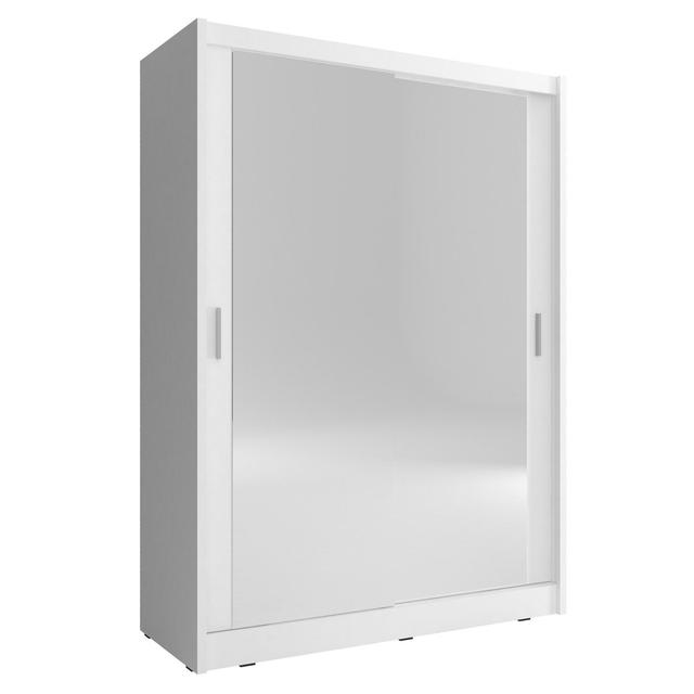 Voni sliding door wardrobe Brayden Studio Size: 200cm H x 130cm W x 62cm D, Finish: White on Productcaster.