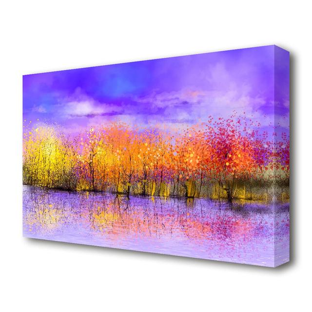 'Sparkle Tree Reflections Forest' Wrapped Canvas Painting Print East Urban Home Size: 81.3 cm H x 121.9 cm W on Productcaster.