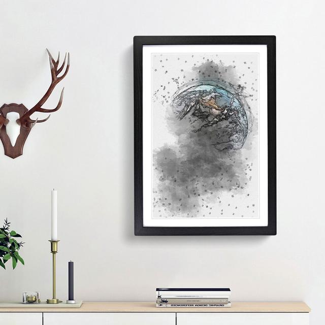 Stars Surrounding Planet Earth - Picture Frame Graphic Art Print East Urban Home Size: 48cm H x 36cm W x 2cm D, Frame Option: Black Framed on Productcaster.