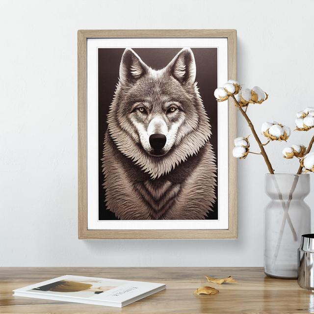 Amazing Wolf - Picture Frame Graphic Art Alpen Home Size: 64cm H x 46cm W x 2cm D, Frame Colour: Oak on Productcaster.