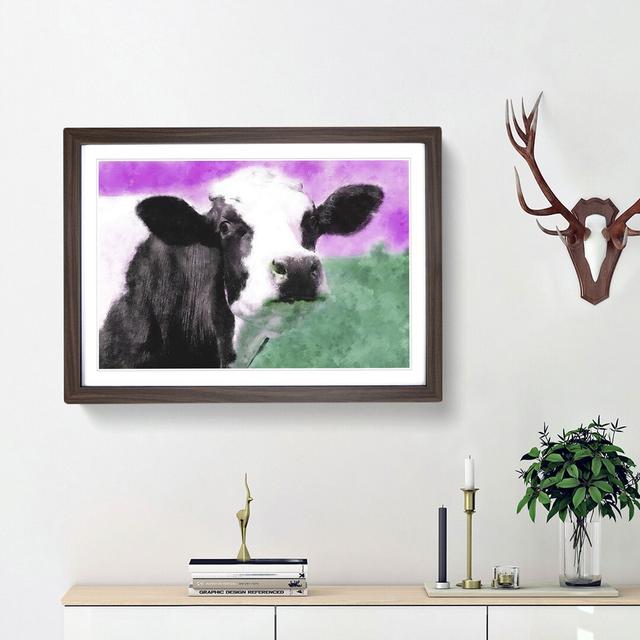 Cow in the Meadow - Picture Frame Graphic Art Print East Urban Home Size: 33cm H x 45cm W x 2cm D, Frame Option: Walnut Framed on Productcaster.