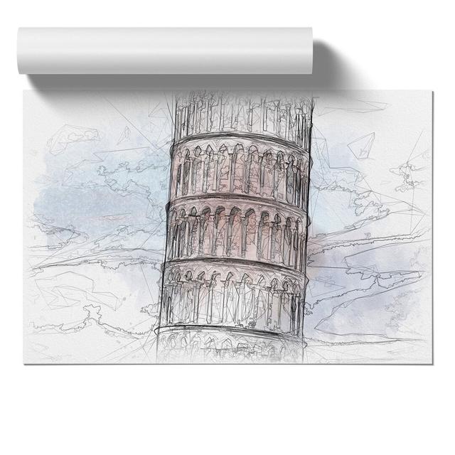 Leaning Tower of Pisa Vol.2 Sketch - Unframed Painting East Urban Home Size: 59cm H x 84cm W x 0.1cm D on Productcaster.