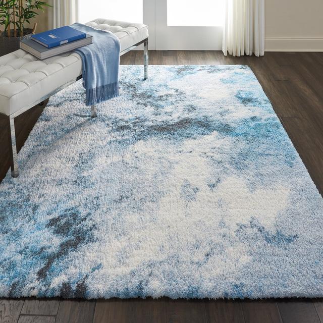 Westminster Blue/Black/White Rug Williston Forge Rug Size: Rectangle 229 x 290cm on Productcaster.