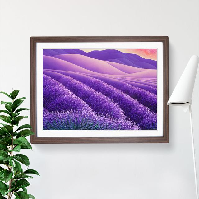 Spellbinding Lavender Flower Field - Picture Frame Graphic Art Lily Manor Size: 34cm H x 46cm W, Frame Colour: Walnut Frame on Productcaster.