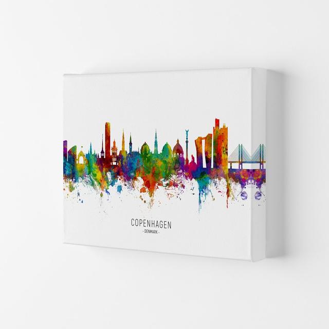 Copenhagen Denmark Skyline by Michael Tompsett - Graphic Art Print Ebern Designs Format: Wrapped Canvas, Size: 29.7cm H x 42cm W x 4cm D on Productcaster.